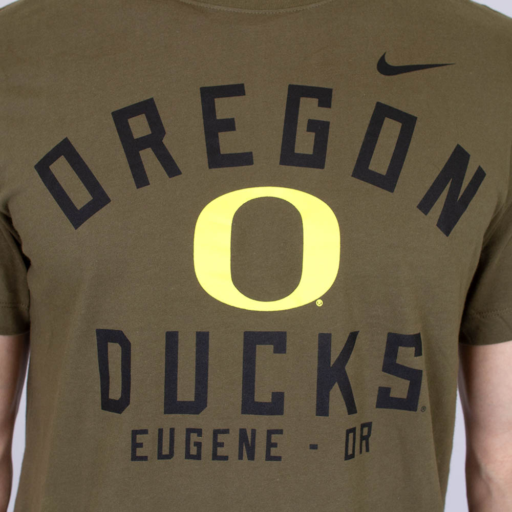 Classic Oregon O, Nike, Green, Crew Neck, Performance/Dri-FIT, Men, Heavy cotton, Military, 2024, Arched Oregon, T-Shirt, 812180